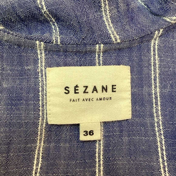 SEZANE Button Up Front Ruffled Striped Tank Top - Picture 8 of 12